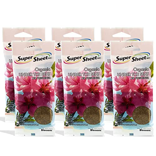 Image of Super Sheet, Organic Under the Seat Car Air Freshener, Long Lasting Fragrance (Blossom, 6 Packs)