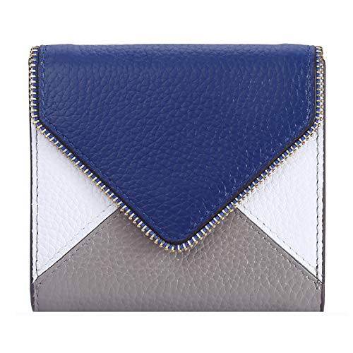 Image of Lavemi Ultra Thin Small Compact Leather Womens Girls Wallets RFID Blocking Credit Card Holder for Women, 2- Envelope Blue /Gray, One Size