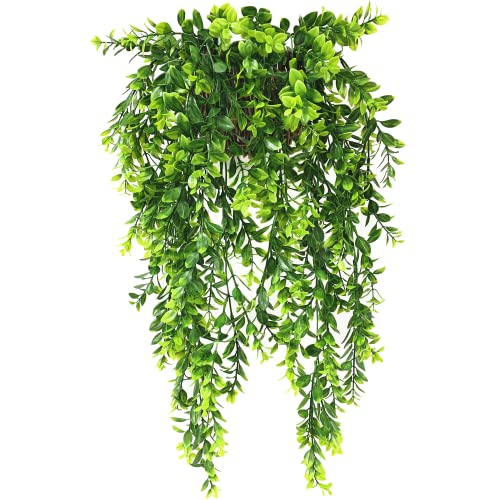 Green Hanging Vines Artificial Decor 2 Pack, Fake Leaves Greenery Ivy Plastic Leaf Faux Rattan Vine For Houseplants Indoor Home Kitchen Garden Outdoor Wall Wedding Party Diy Basket Decoration #TOP20