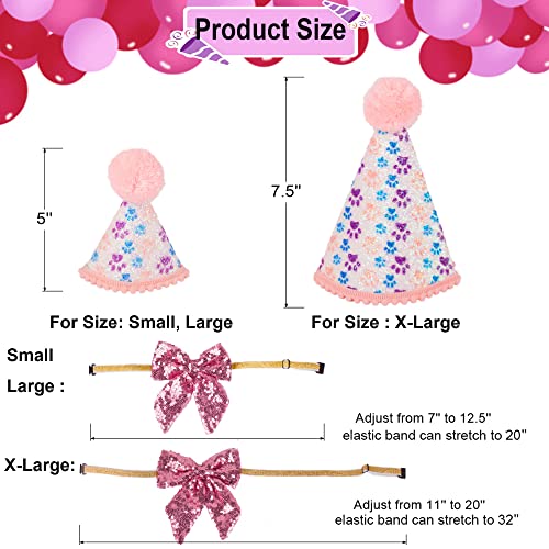 ADOGGYGO Dog Birthday Party Supplies, Boy Girl Dog Birthday Hat with Numbers Dog Puppy Birthday Bandana Hat Bow Set (Pink) (X-Large, Pink) - Image 6