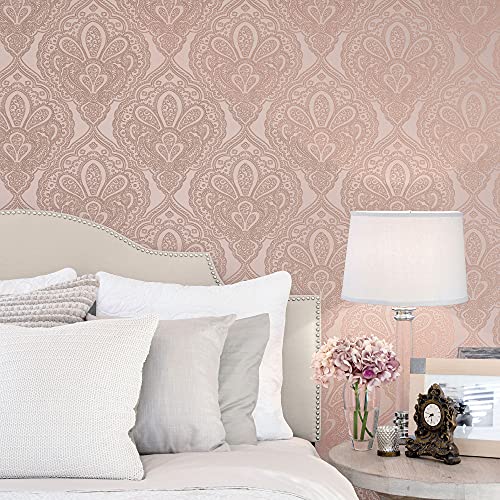 Galerie DWP0247-04 Emporium Mehndi Damask Wallpaper, Pink/Rose Gold, 10m x 53cm - Image 2