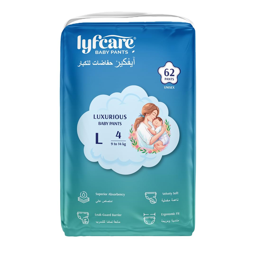 Lyfcare Baby Diaper L Size Pants with Leakage Projection & Super Absorbency | Pant Style Baby Diapers | Soft & Comfortable | Large (62 Diapers) | 9 – 14 Kg | Pack of 1-image-29