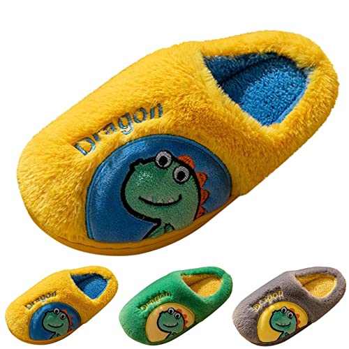 sfdgfhyf Unisex Child Christmas Shoes Fashion Autumn and Winter Boys and Girls Slippers Flat Bottom (Yellow, 3.5-4 Years Toddler)3