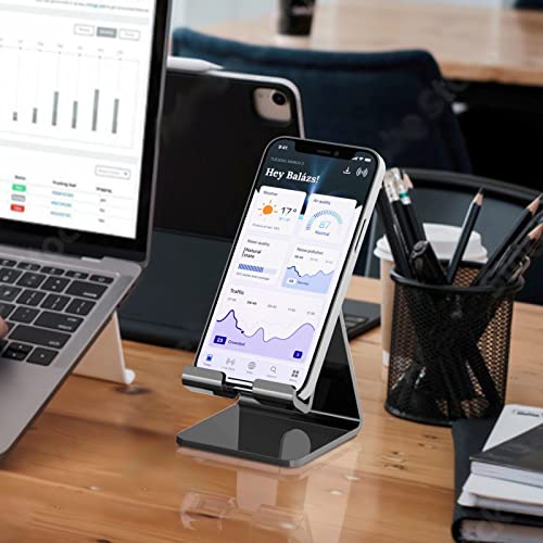 Image of Crpich Acrylic Phone Stand, Ergonomic Design for Apple iPhone and Samsung Galaxy, Compatible with 4-8 Inch Screens, Black