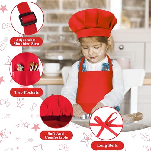 Image of uniformer Kids Apron with Chef Cap for Cooking, Baking, Painting Art & Crafts | Adjustable Child Apron with 2 Pockets | Great for Kitchen, School