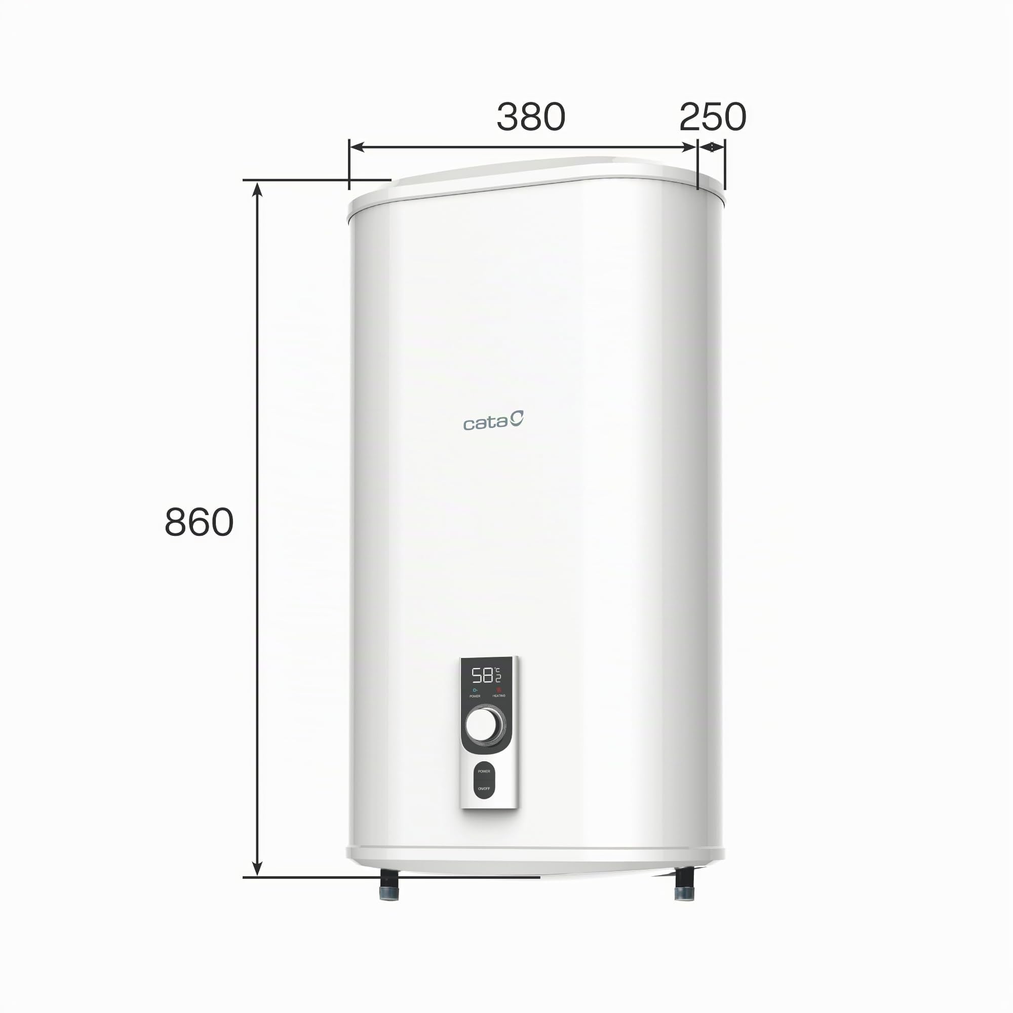 Cata Termo Eléctrico Reversible CTRS-50 E-REV SLIM Capacidad de 46L Doble Tanque Protección Super aislamiento Indicador Anti-hielo Potencia 2.000W Display Digital Color Blanco