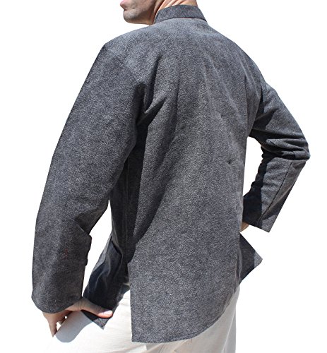 Image of RaanPahMuang Thick Muang Cotton Chinese Jacket Shirt Mandarin Frog Button Front