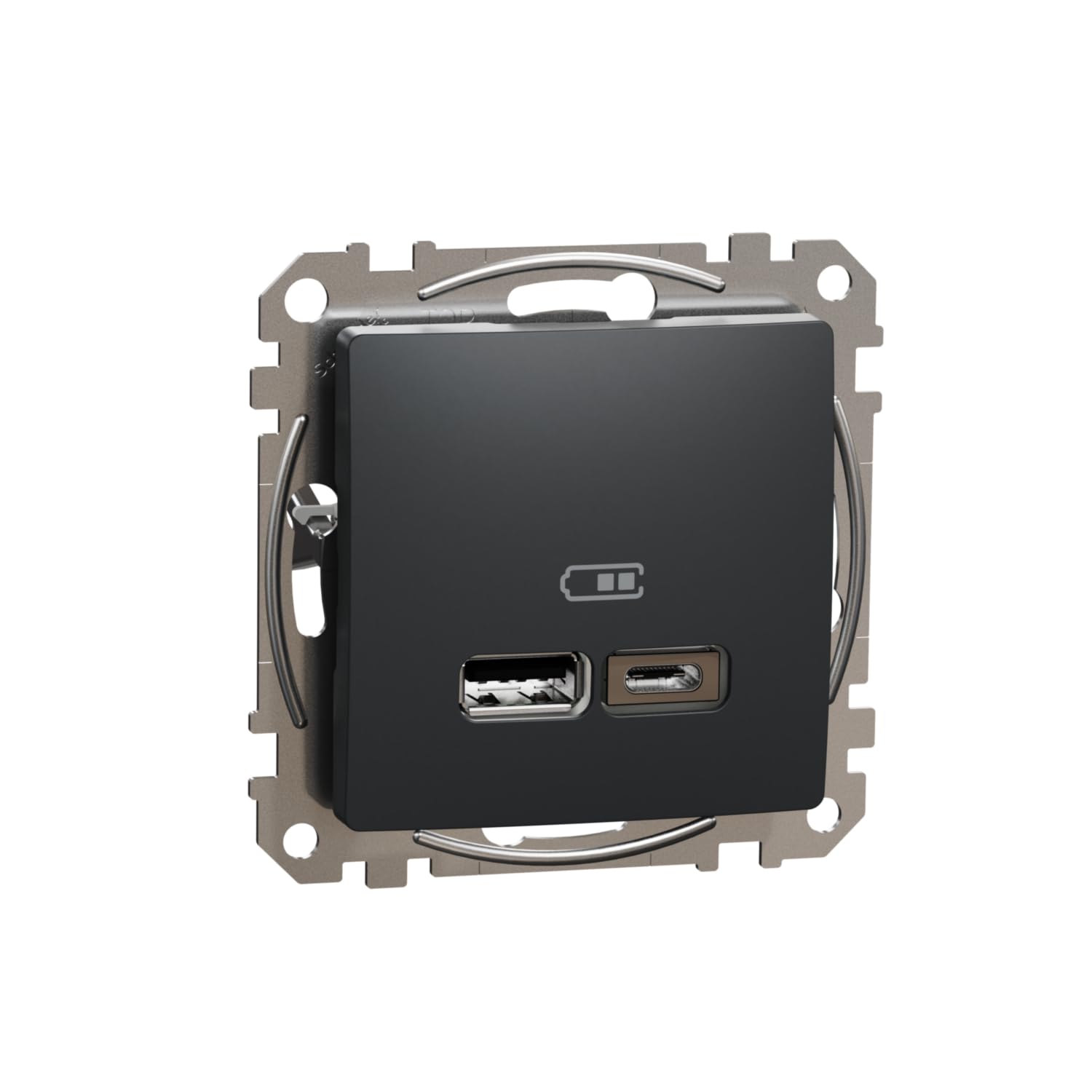 Schneider SDD114402, Cargador Doble USB A+C 2,4A Antracita (EAN 3606481480170)