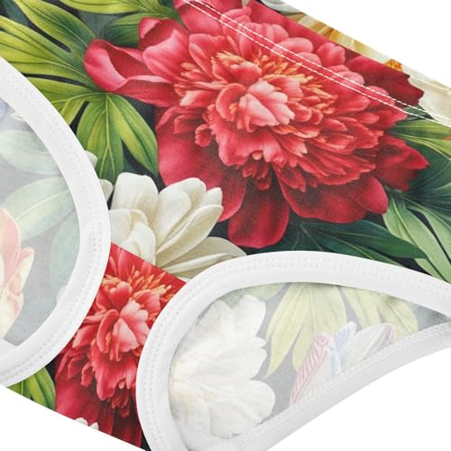 Cotton Girls Underwear Toddler Vibrant Colorful Floral Peony Flowers Panties Little Girl Florals Kids Undies Briefs 2t4