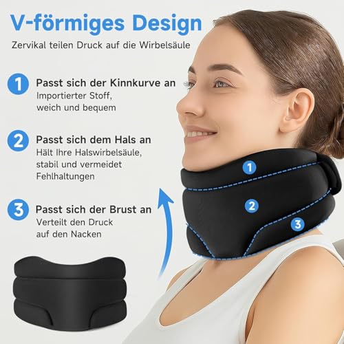 Snovire Nackenstütze Gegen Schnarchen, verstellbare Halskrause aus weichem Schaumstoff zum Schlafen, Weich Neck Support für Unterstützung (Schwarz)