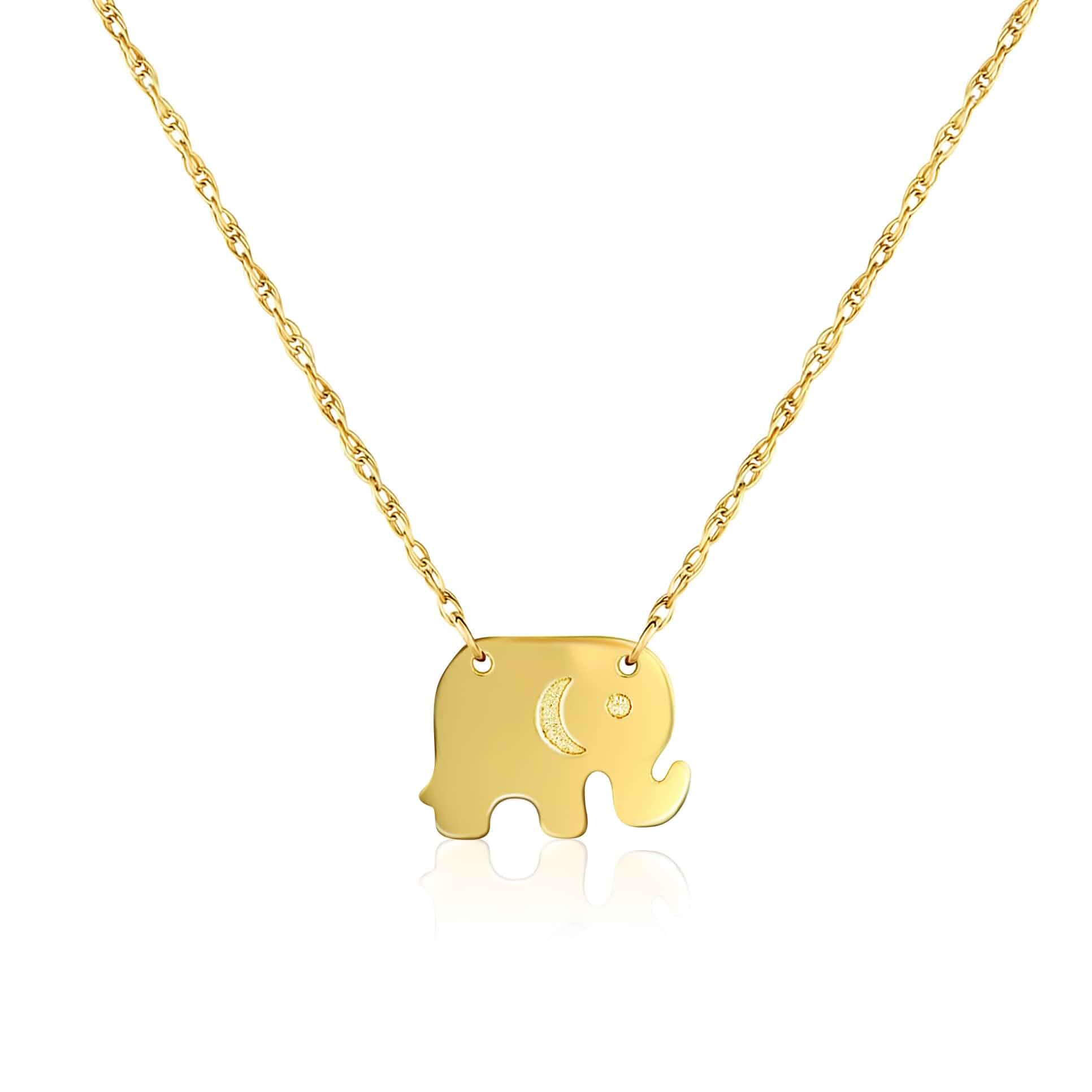 JEWELHEART 14K Solid Yellow Gold Good Luck Rope Chain Necklace Thin Dainty Elephant, Butterfly, Compass, Everyday Layering, 14K Stamped, Not Plated, Pendant Compatible, 14K Fine Jewelry, For Women