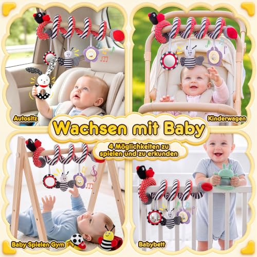 Perbabe Kontrast Spielzeug Baby,9-in-1 Kinderwagen Spielzeug 0-12 Monate – Ansicht 4