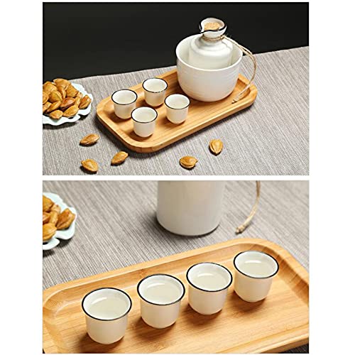 Rvvk Porcelain Hot Japanese Sake Set, 1X Wine Bottle, 4X Cup, 1X Warm (Ice) Bottle, Gift Box #TOP5