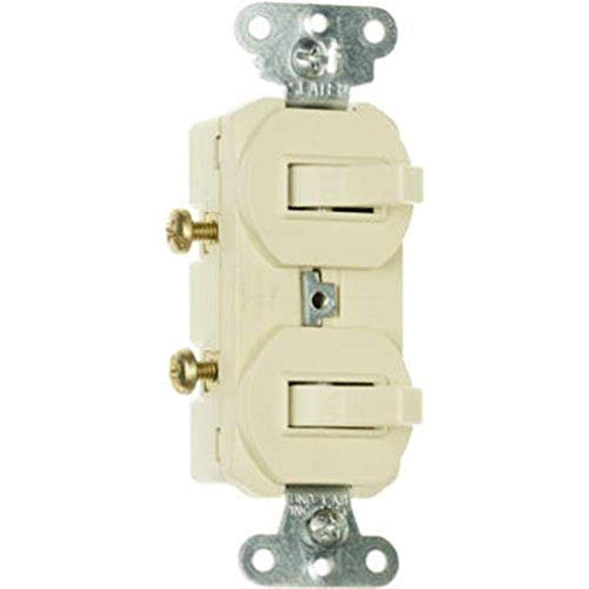 Pass & SeymourLegrand- 690IGCC6 Combination 2 Single Pole Switches with Ground 15-Amp 120-volt/277-volt, Ivory
