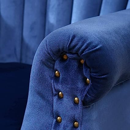 Image of Wing Chair for Living Room Bedroom High Back Arm Rest Chair Cushioned Lounge Chair Single Seater Sofa |Luxury Rest Chair Arm Chair (Colour (Navy Blue)