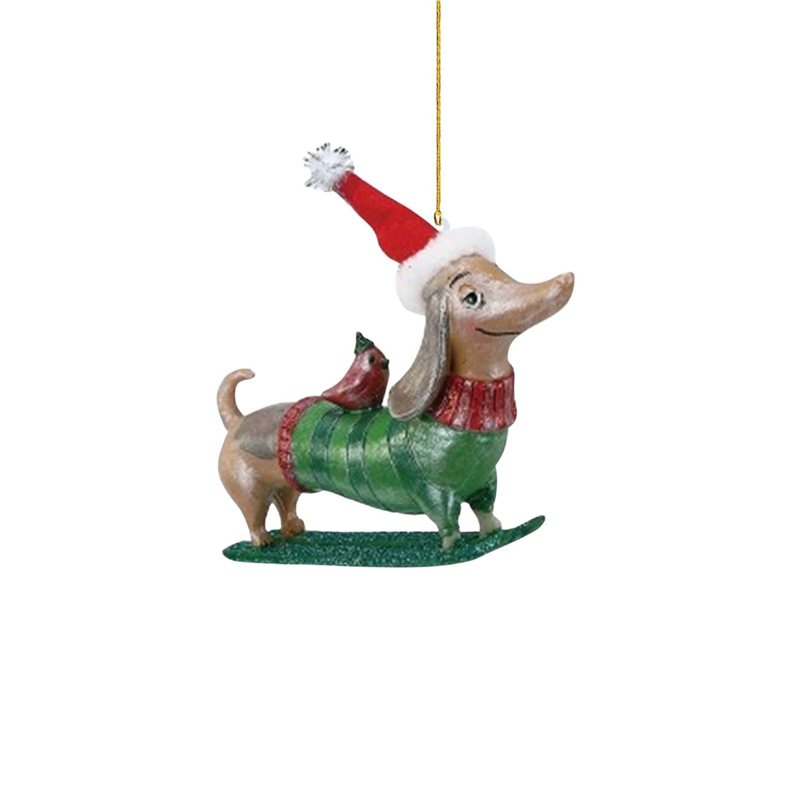Adornos para árbol de Navidad, adornos de Navidad personalizados para perros, divertido adorno de perro salchicha, decoración de Navidad para el hogar, decoración de Navidad, regalo para cachorros,