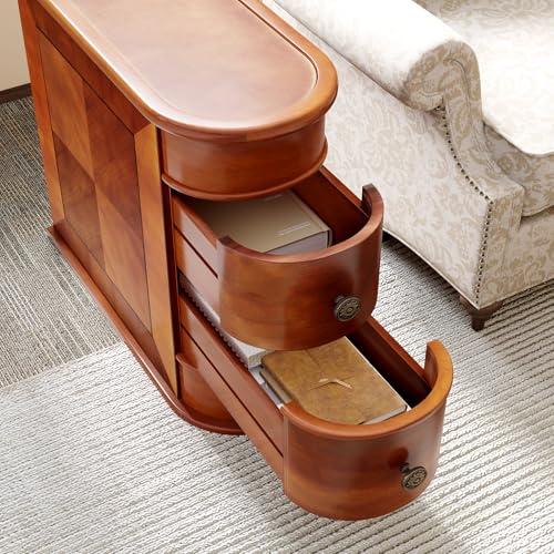 LITTLE TREE Wood End Table with 2 Drawers Sofa Side Table, No Assembly Required Vintage Slim Nightstand Bedside Table for Bedroom