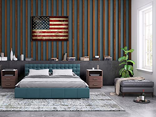 Image of Pyradecor Walnut Framed Canvas Wall Art Large Old Vintage American Flag Canvas Prints Abstract Pictures Paintings for Living Room Office Home Decorations