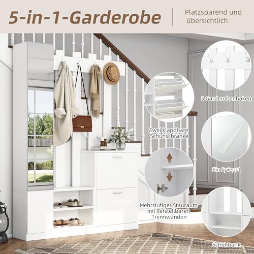 Mueble de pasillo con 2 zapateros y perchero para optimizar espacios estrechos 6