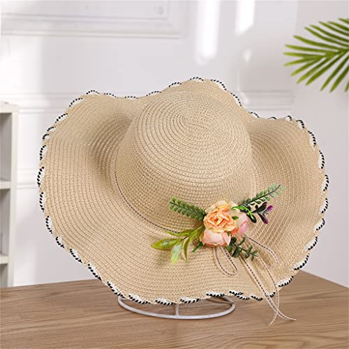 Chapeau de soleil été pour femme avec motif fleur et protection solaire plein air