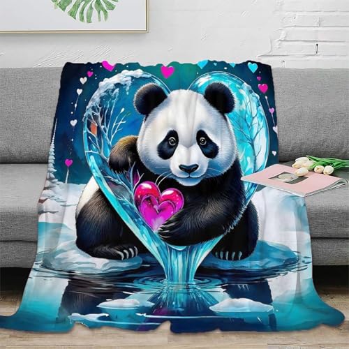 Couvertures 3D en flanelle panda géant plaid chaud toutes saisons
