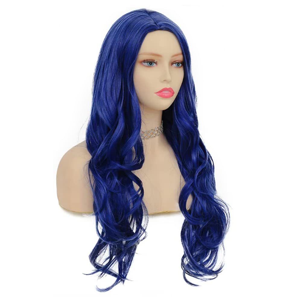 PORSMEER Long Blue Wavy Synthetic Hair Wigs for Women Anime Fancy Dress Costume Halloween Party Cosplay Wig 27 inch Long Replacement Full Wig with Middle Part - Image 4