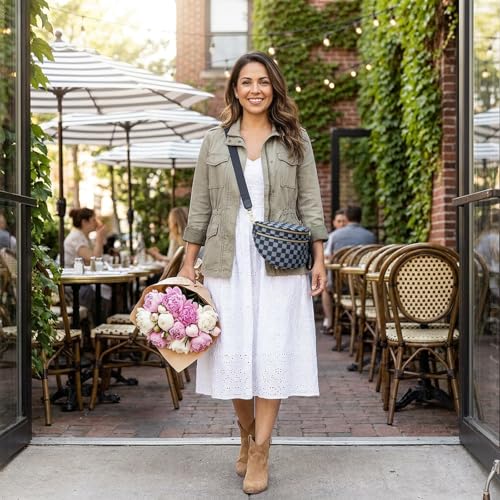 Image of Womens Crossbody Bag, Spacious Nylon Bum Bag Trendy Shoulder Purse with Adjustable Strap Zipped Travel Essentials