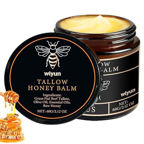 Beef Tallow Honey Moisturizing Cream 100% Organic Grass-Fed Beef Tallow Balm with Raw Honey Whole Body & Face Moisturizer