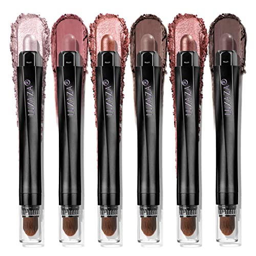 Luxaza 6Pcs Cream Eyeshadow Stick Sets With Blending Brush,Hypoallergenic Matte And Shimmer Eye Brightener Stick,Pink And Neutral Brown Eyeshadow Pencil Crayon Eye Brightener,Waterproof Highlighter Eyeliner Pen #TOP25
