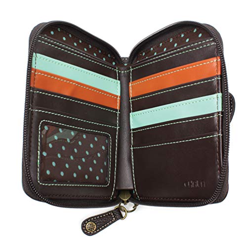 Image of CHALA Zip Around Wallet, Wristlet, 8 Credit Card Slots, Sturdy Pu Leather - Lion - Indigo