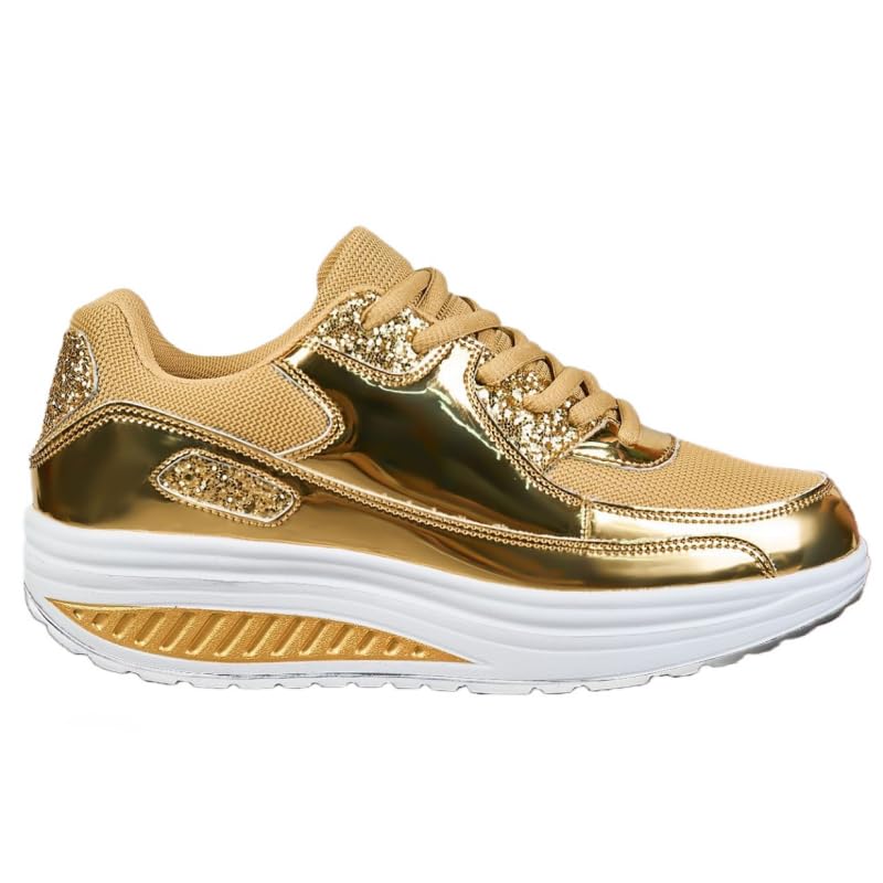 Women's Sneakers Low-top Women's Breathable Solid Color Mesh Sneakers, Lace Up Platform Casual Trainers，Bright Walking Shoes