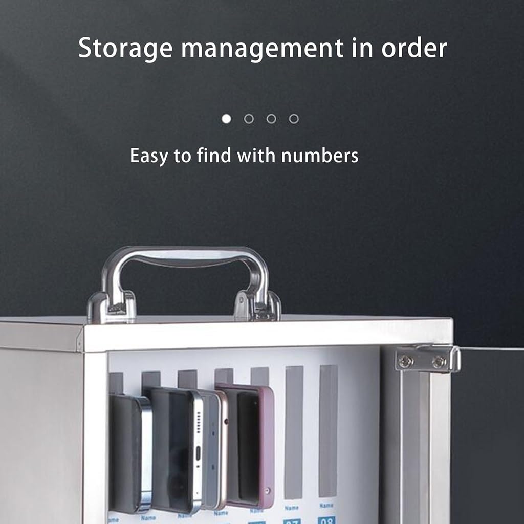 Gabinete de almacenamiento de teléfono de o inoxidable con cerradura para escritorio seguro para reunes de empleados solución de almacenamiento de oficina color plateado 60 unidades de