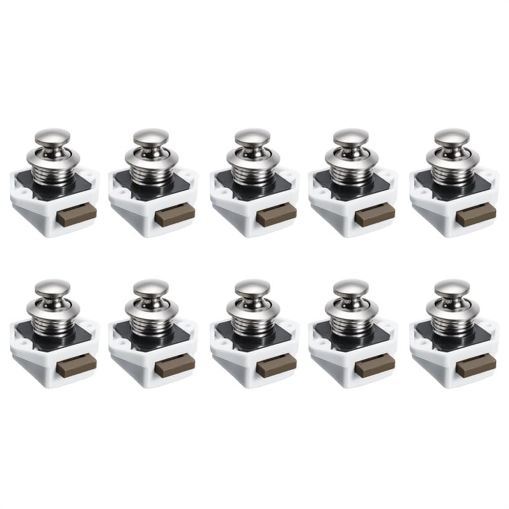 Pasamanos de Escalera baranda Soportes 10pcs Práctico Armario Push Button Catch Lock Moder Gabinete Cartel Cantper RV Cerraduras de Muebles de autocaravanas