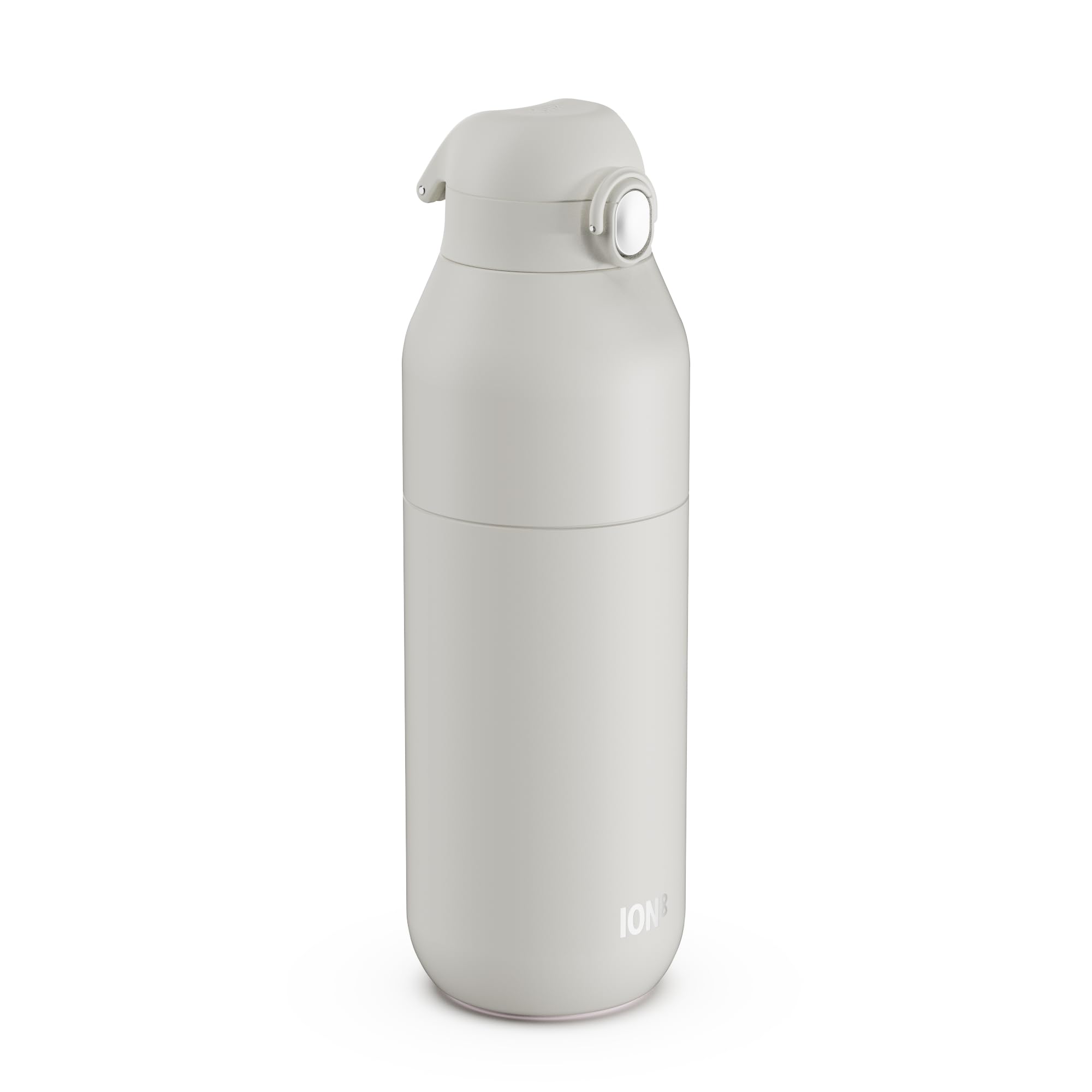 ION8 Primo Revive Insulated Water Bottle 910 ml (30 oz)– Leakproof Stainless Steel Bottle with Flip Lid, One Touch Open, Fast Flow, Vacuum Insulated Hot & Cold, Dishwasher Safe, White