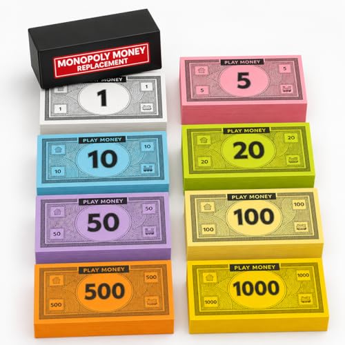 Zadin Play Money Compatible for Monopoly Board Game - [UPGRADED] 560pcs of 70 Each Bill Denomination Double Sides Printing Paper Money for Pretend Play Cashier Prop Money Fake Money