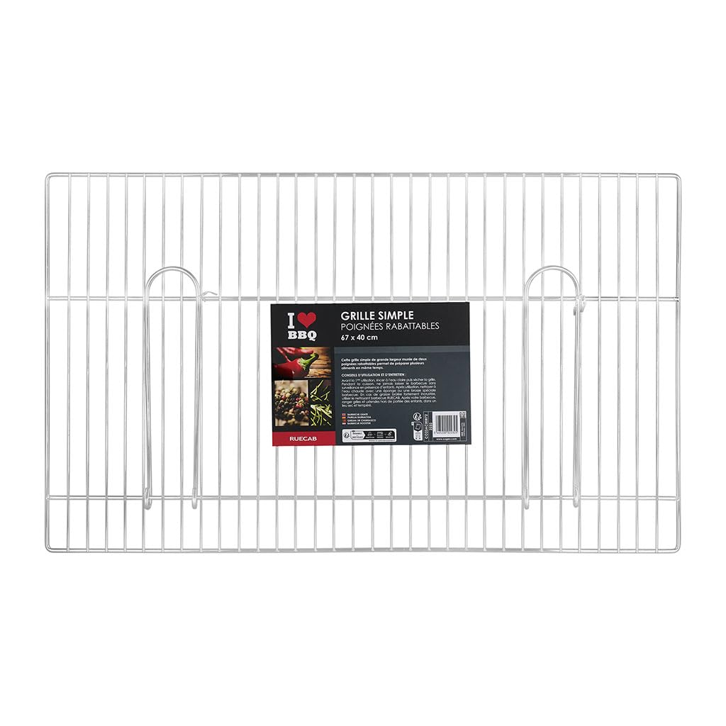 I LOVE BBQ - Grilles de Cuisson Barbecue et fumoir - Grille de Barbecue Simple, rectangulaire, 67x40 - Matière : Acier chromé - Dimensions : 67 x 40cm 2232, Nc