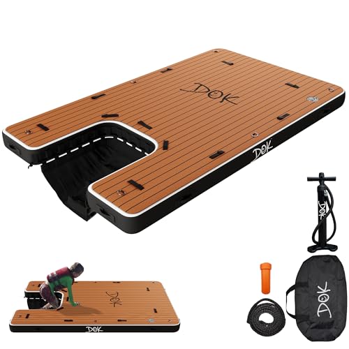 DOK Party-DOK Inflatable Dock Platform: Safe & Easy Water Access; Floating Non-Slip EVA Foam with...