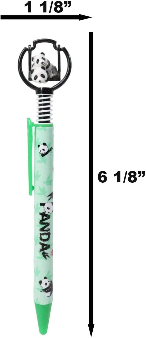 Ebros Gift Value Pack Animated Cuddling Giant Panda Bear Cubs On Swivel Swing Spring Thrust Device Top Green Ballpoint Ball Pens With Black Ink Novelty Giftware Pen Set Stationery School Supplies (24)