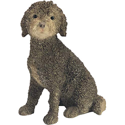 Escultura pequeña de Labradoodle marrón sentado
