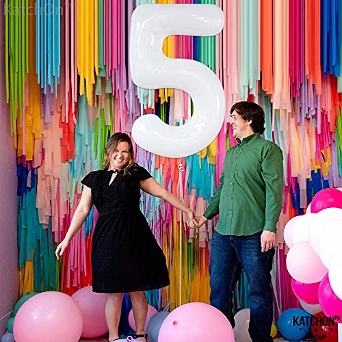 Image of KatchOn White Number 5 Balloons for 5th Birthday Decorations 40 Inch | 5th Birthday Decorations, 5 balloon number, Birthday Number Balloons, White 5th Birthday Party Supplies