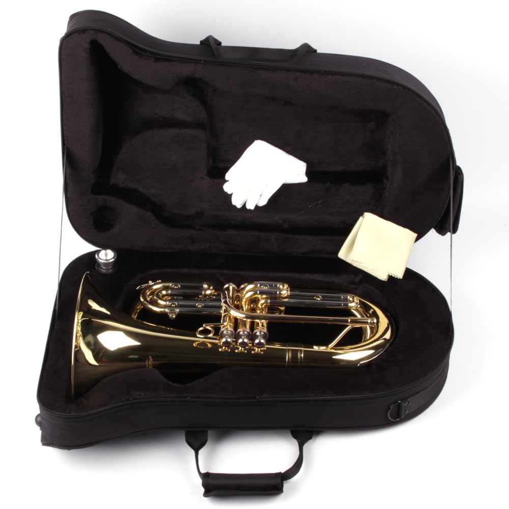 Marching Bariton in Bb, Basstrompete, Goldmessing Mundrohr Edelstahl Ventile
