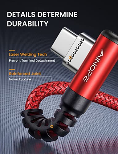 Image of AINOPE USB C Fast Charging Cable 3.1A Right Angle 10ft /3m USB to USB C Cable, Durable Nylon Braided Type C Cord Compatible with Galaxy S10 S9 S8 Plus, A51 A11 A10 A20, V50 V40 G8 G7
