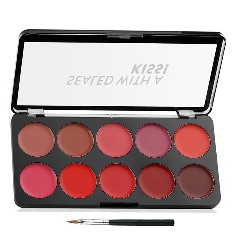 InsaneGirl Matte Lip Palette, 10 Shade Lip Contour Kit with Brush, Sealed with a Kiss-image-16