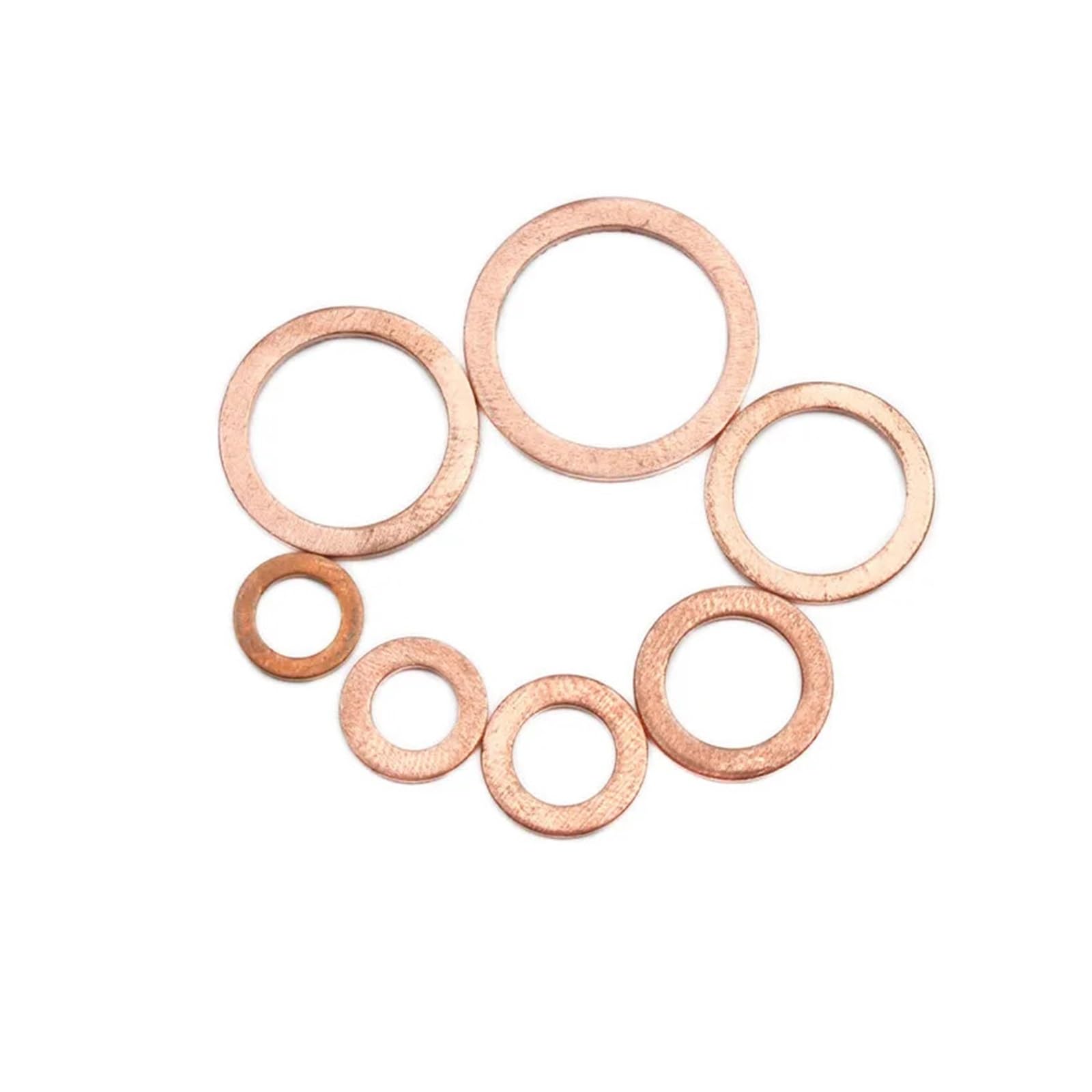 Unterlegscheiben aus Messing, 100-teiliges Kupfer-Unterlegscheiben-Dichtungs-Mutter- und Schrauben-Set, flaches Ringdichtungs-Sortiment-Set mit Box M4/M5/M6/M8/M10/M12/M14 for Ölwannenstopfen