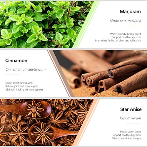 Essential Oils Set, Esslux Winter Spicy Aromatherapy Oils Collection, Black Pepper, Ginger, Basil, Marjoram, Cinnamon, Star Anise Essential Oil, Perfect for Diffuser, Massage, Candle Making