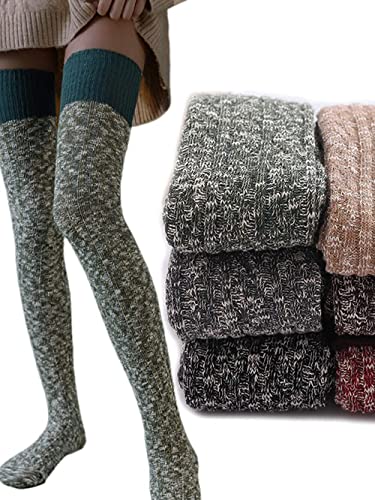 Image of Women's Thigh High Knitted Winter Boot Socks Vintage Extra Long Leg Warmer Over Knee High Stockings