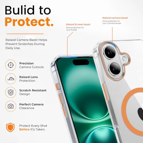 Image of KARWAN Crystal Clear Magnetic Back Case Cover Compatible with iPhone 17 Anti-Yellow Transparent Shockproof Cover with Camera Protection, Scratch Resistant, MagEaze Wireless Charging Support