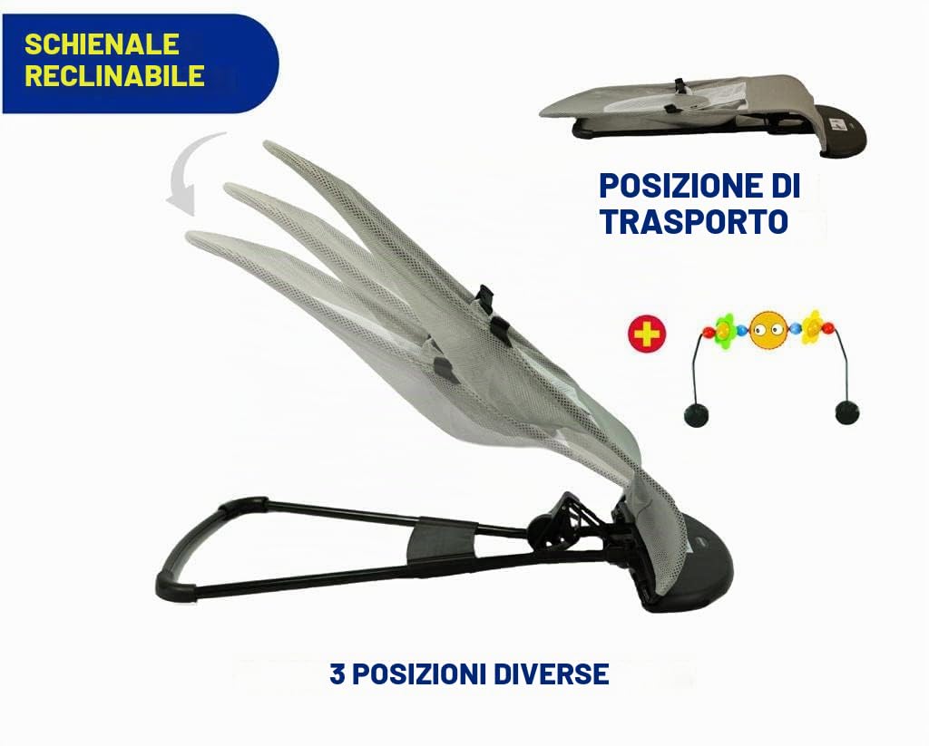 GalPat Baby Amaca pieghevole + arco da gioco - dondolo naturale - ergonomica, tessuto traspirante morbido e anallergico - 3 posizioni