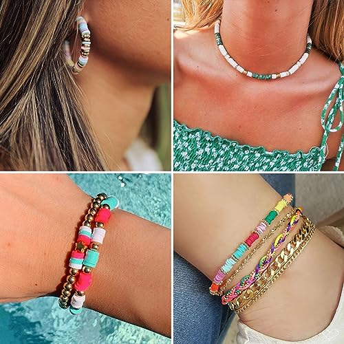 Paodey CLAY BEADS Bracelet Making Kit With Holder Jewelry Maker With Number Letter Bead Silver Gold Spacer Bead Set Gift thumb #4
