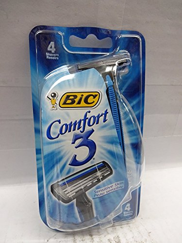 Bic Comfort 3 Razors for Men, Sensitive Skin, 4 Each (Pack of 3)